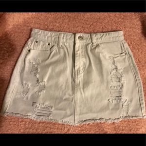 White distressed mini skirt